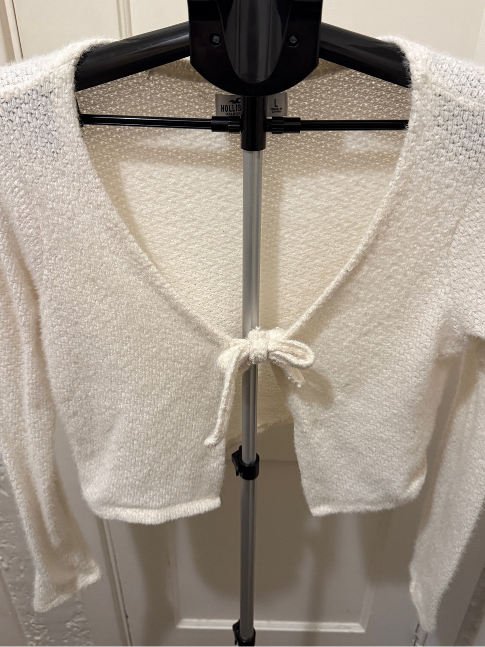 Hollister Tie-Front Cream Knit Sweater Cardigan